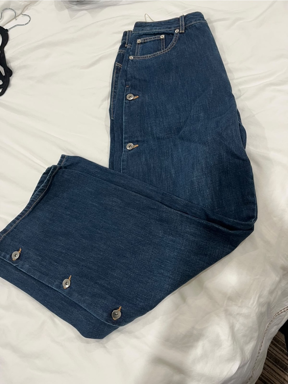 Zara womens Dark Blue Denim Jeans with Side Buttons size 10